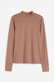 Топ H&amp;M Rhinestone-embellished, темно-бежевый H&M