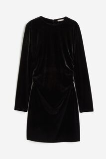 Платье H&amp;M Fitted Velour, черный H&M