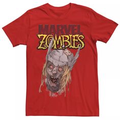Мужская футболка с рисунком Zombies Thor Zombie Head Marvel, красный
