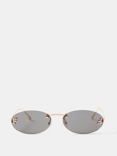 Круглые металлические солнцезащитные очки без оправы Fendi, золото