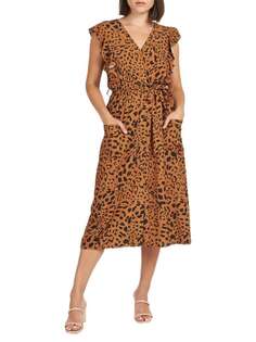 Платье Daniel Rainn с запахом и леопардовым принтом celia, черный