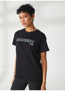 Черная женская футболка с круглым вырезом с принтом Discovery Expedition