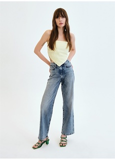 Прямые женские джинсовые брюки светлого индиго с высокой талией Denim Trip