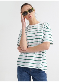 Базовый зеленый цвет с круглым вырезом — белая женская футболка Fabrika ФАБРИКА