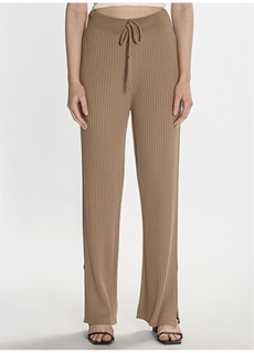 Прямые женские брюки светло-коричневого цвета с высокой талией стандартного кроя People By Fabrika