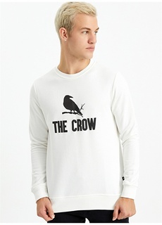 Белая мужская толстовка с круглым вырезом The Crow