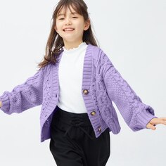 Кардиган-кокон для девочек GU, фиолетовый