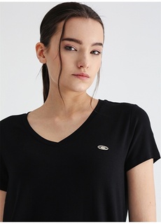 Простая черная женская футболка с V-образным вырезом U.S. Polo Assn.