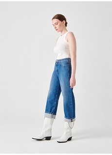 Широкие женские джинсовые брюки цвета индиго с высокой талией Denim Trip
