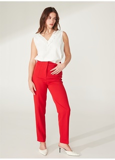 Стандартные красные женские брюки с нормальной талией Selen