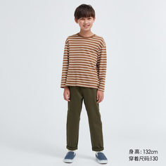 Детская одежда Uniqlo для мальчиков и девочек, мягкая футболка с круглым вырезом, свободная повседневная одежда с длинными рукавами