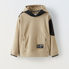 Худи с длинными рукавами Zara Sporty Fleece, песочный