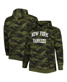 Мужской пуловер с капюшоном и камуфляжным принтом Big and Tall New York Yankees по всей поверхности Profile