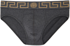 Серые трусы с каймой Greca Versace Underwear