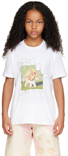 Эксклюзивная детская белая футболка Collina Strada SSENSE