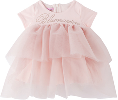 Детское розовое многоярусное платье Miss Blumarine