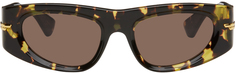 Овальные солнцезащитные очки черепаховой расцветки Bottega Veneta