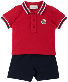 Комплект из поло и шорт Baby Red &amp; Navy, красный Moncler Enfant