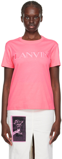 Розовая футболка с вышивкой Lanvin
