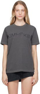 Серая футболка с выцветшими узорами KIMHĒKIM