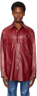 Красная рубашка из искусственной кожи с карманами и клапанами System