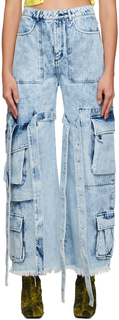 Синие джинсы с множеством карманов Marques Almeida