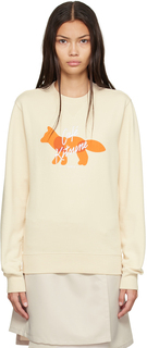 Бежевый классический свитшот Fox Cafe Kitsune Maison Kitsune