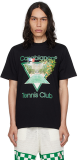 Эксклюзивная черная футболка Casablanca SSENSE Tennis Club Icon