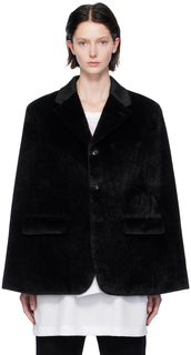Черная куртка из искусственного меха с зубчатыми лацканами Comme des Garçons