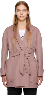 Розовое пальто с поясом Max Mara