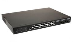 Коммутатор промышленный управляемый OSNOVO SW-24G4X-1L-I L3 PoE, 24xGE RJ-45 c PoE + 4х10G SFP+ порта. Порты: 2xGE (10/100/1000 Base-T) с PoE (до 90W,