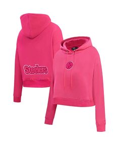 Женский укороченный пуловер с капюшоном Pittsburgh Steelers тройного розового цвета Pro Standard, розовый