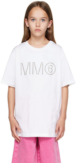 Детская белая футболка MM6 Maison Margiela с шипами