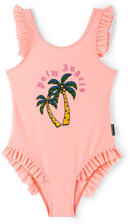 Детский цельный купальник с логотипом Palm, розовый/зеленый Palm Angels