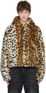 Бежевая куртка из искусственного меха с леопардовым принтом Givenchy