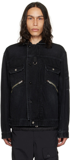 Черная джинсовая куртка на молнии sacai