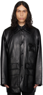 Черная куртка из искусственной кожи Hardware Wooyoungmi