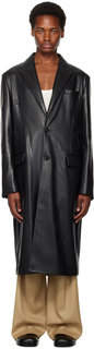 Эксклюзивное черное пальто из искусственной кожи System SSENSE
