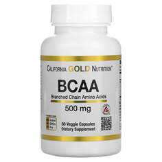 BCAA, аминокислоты с разветвленными цепями AjiPure, 500 мг, 60 растительных капсул, California Gold Nutrition