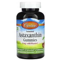 Жевательные таблетки с ферментированным астаксантином, со вкусом натуральной вишни, 4 мг, 90 вегетарианских жевательных таблеток, Carlson