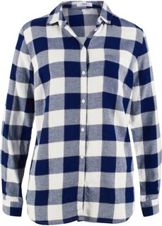 Фланелевая блузка с длинными рукавами Bpc Bonprix Collection, синий