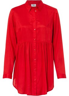 Длинная блузка с планкой на пуговицах из вискозы Bpc Bonprix Collection, красный