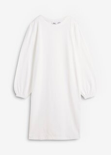 Платье-свитшот с объемными рукавами и разрезом Bpc Bonprix Collection, белый