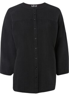 Хлопковая блузка из муслина рукава 7/8 Bpc Bonprix Collection, черный