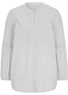 Хлопковая блузка с рукавами 7/8 Bpc Bonprix Collection, серебристый