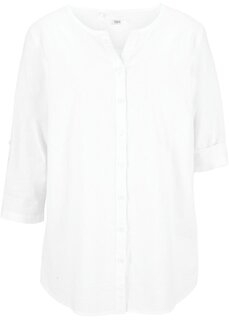 Блуза с льняным рукавом 3/4 Bpc Bonprix Collection, белый