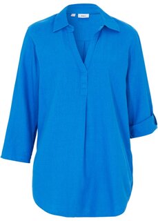 Льняная блузка с рукавами 3/4 Bpc Bonprix Collection, синий