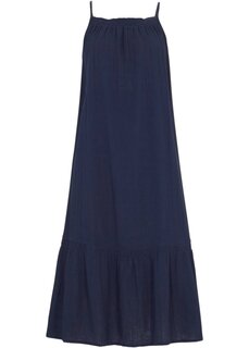 Муслиновое свободное платье с воланом из экологически чистого хлопка Bpc Bonprix Collection, синий