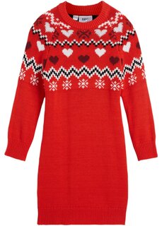 Трикотажное платье для девочки с норвежским узором Bpc Bonprix Collection, красный