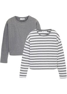 Рубашка с длинными рукавами для девочек (2 шт) Bpc Bonprix Collection, серый